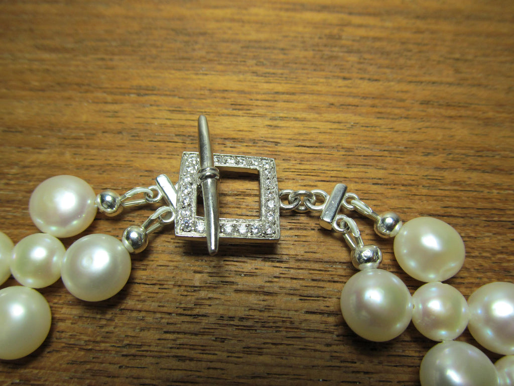 South Sea Cultured BAROQUE PEARLS Sterling Silver Choker Necklace and Earrings Set #1
