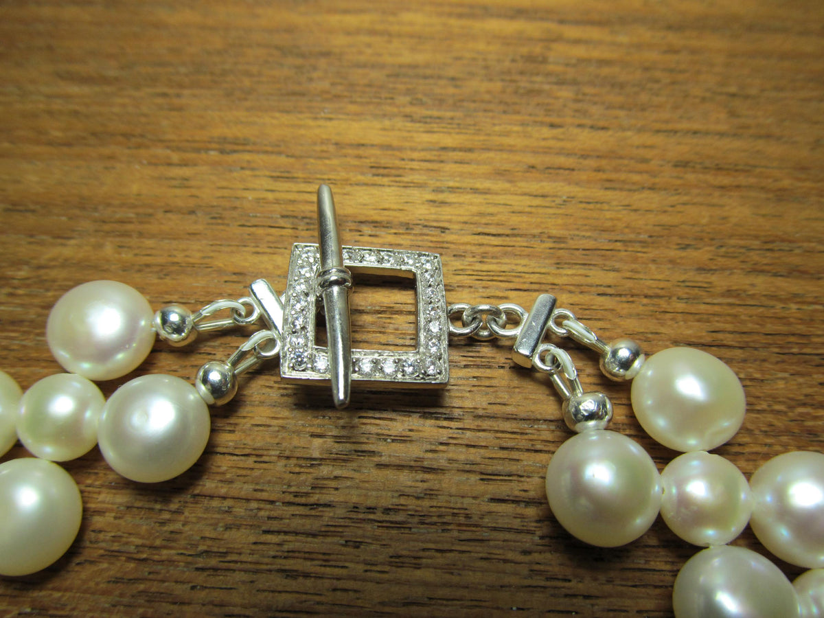 South Sea Cultured BAROQUE PEARLS Sterling Silver Choker Necklace and Earrings Set #1