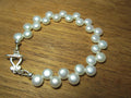 White Cultured Button PEARLS Sterling Silver Bracelet