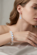 RAINBOW MOONSTONE faceted oval beads Sterling Silver Bracelet and Earrings Set