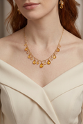 Sri Lanka PADPARADSCHA SAPPHIRE faceted briolette beads 14k Gold filled necklace & earrings set