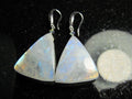 RAINBOW MOONSTONE Smooth Triangle beads Sterling Silver Drop Earrings