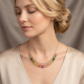 WATERMELON TOURMALINE faceted briolette beads Sterling Silver Necklace Set