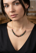WATERMELON TOURMALINE dark tones faceted briolette beads 14k Rose Gold Filled Necklace Set
