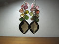 SMOKEY QUARTZ w/ Watermelon Tourmaline faceted briolettes beads Sterling silver drop dangle earrings