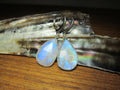 RAINBOW MOONSTONE faceted Teardrop beads Sterling Silver Drop Earrings