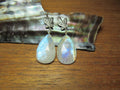 RAINBOW MOONSTONE faceted Teardrop beads Sterling Silver Drop Earrings