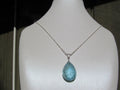 AQUAMARINE faceted pear briolette bead Sterling Silver CZ Pendant